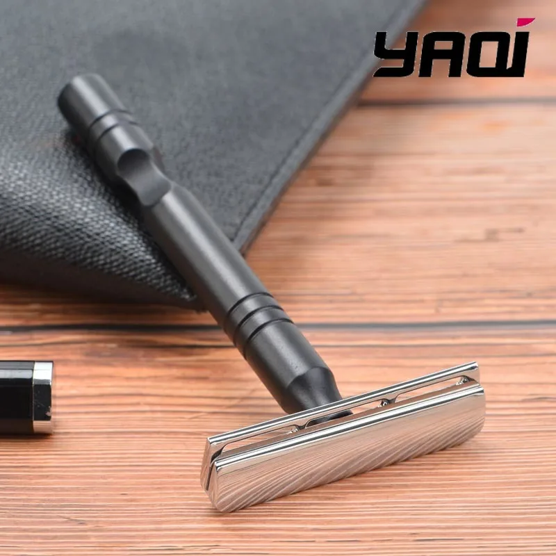 

YAQI Chrome And Black Color Aluminum Handle Light Weight AC Blade Excalibur Single-edged Mens Shaving Safety Razor