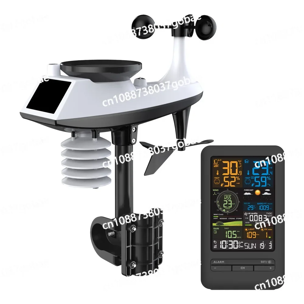 

WiFi Smart Weather Station Alarm Clock Temperature and Hygrometer Wind Speed Anemometer Color Screen Digital Clock