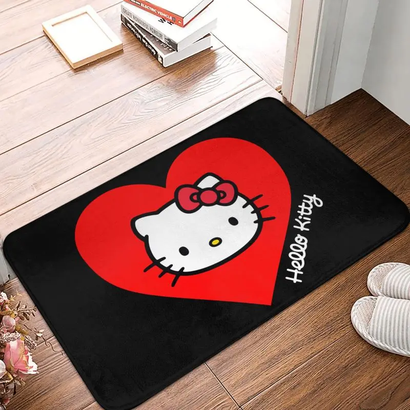 Custom Sanrio Hello Kitty Front Door Floor Entrance Mats Indoor Kitchen Bath Doormat Garage Carpet Rug