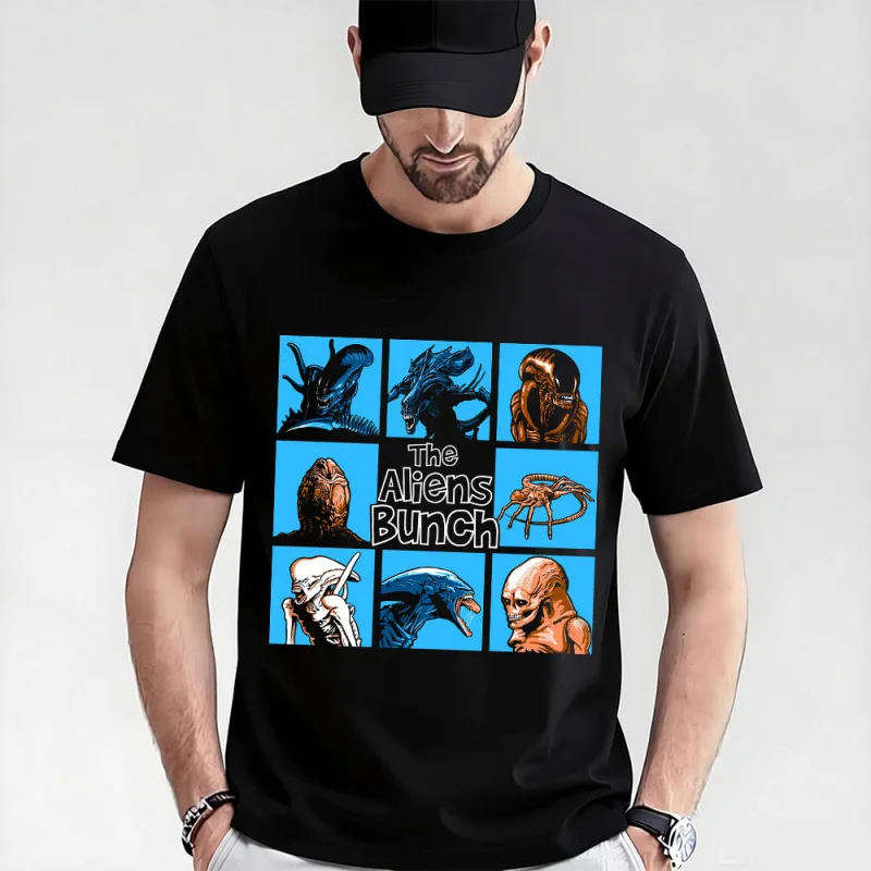

THE ALIEN BUNCH Retro Horror movie Aliens Sic-Fi Gift T-Shirt Weyland Xenomorphe Graphic clothes Large size tops 100% cotton Tee