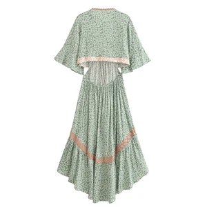 بوهو الملكات أنثى جوفاء مثير فستان الشاطئ البوهيمية سيدة قصيرة الأكمام عالية منخفضة رايون الصيف فساتين بوهو رداء أفضل 11 ملابس بوهو شيك مبيعا بالجملة - No6