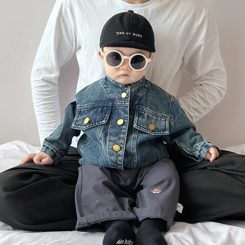 

South Korean Autumn Boys' Cowboy Coat 2025 New Street Explosion Baby Top Children's Casual Pants Set Spring