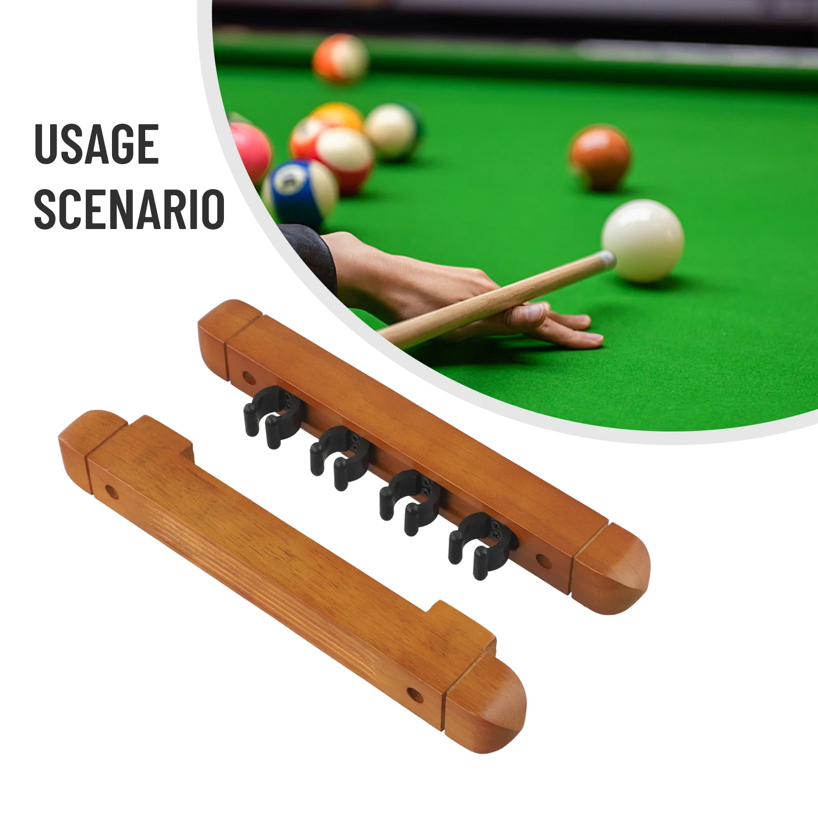 

Billiard Pool Pool Cue Racks Functional Wall Mount Wooden Holder 1 Pair 270*30*30mm High Performance High Quality