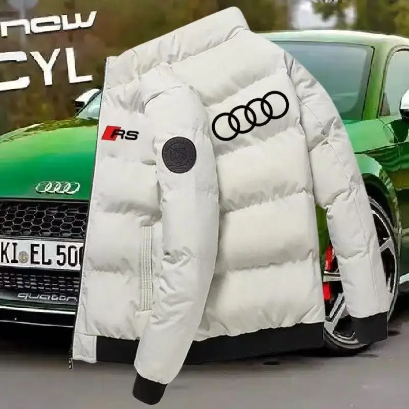 2026 Winter New Audi Car Logo Standing Collar Cotton Coat Thickened Warm Cotton Coat Casual Coat Men's Wear
