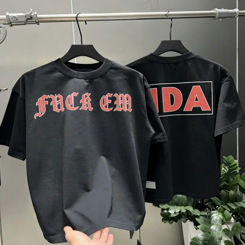 Camisetas de verano Ida Sply con logo de letras rojas en cuadrícula, cuello redondo, manga corta, para hombre y mujer, camisetas informales, atuendo urbano