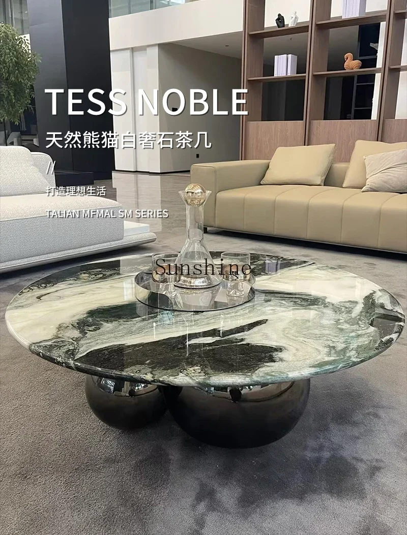 

Marble coffee table can be customized high-end creative stainless steel round coffee table FT