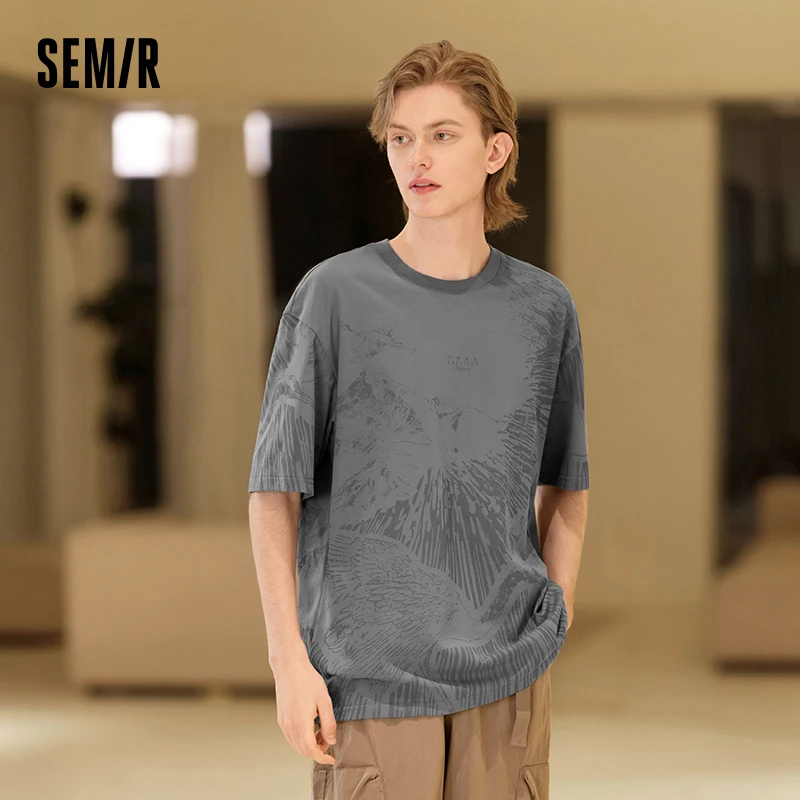 Semir T-Shirt Men Short-Sleeved T-Shirt 2024 Summer New Print Top Fashionable And Casual Knit Pullover