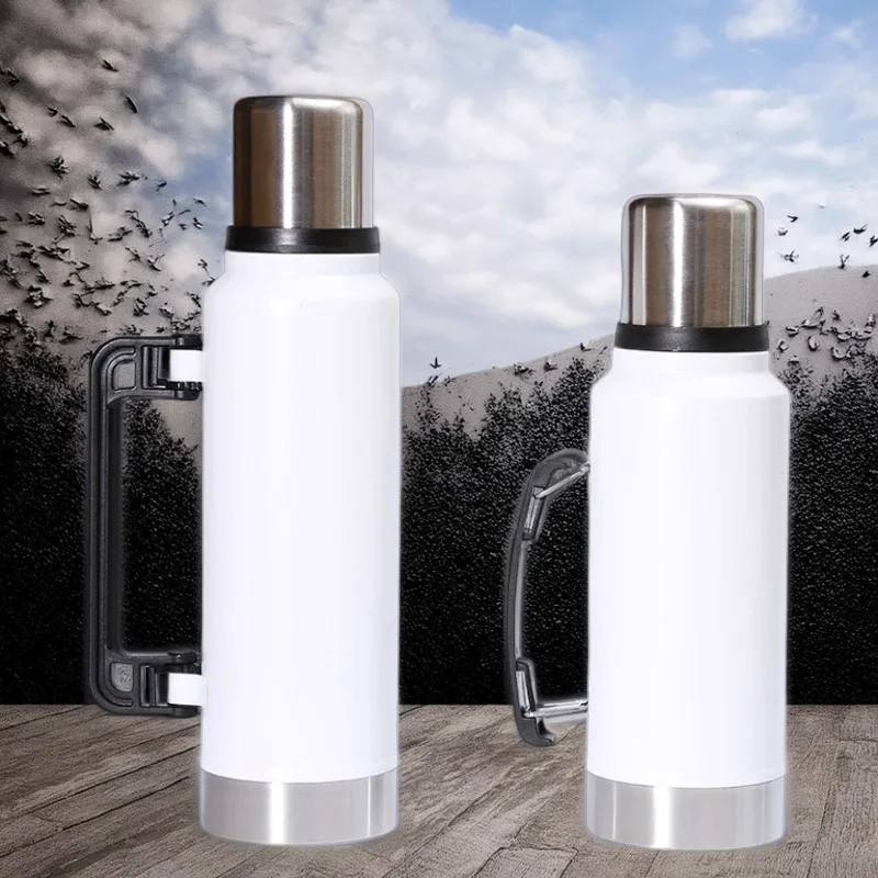 1 X 1000ml Insulated Water Bottle, 304 Stainless Steel Thermos Cup, 1000ml Large Capacity Sports Water Bottle, Retro Outdoor Camping Travel Bottle, Portable Household Water Bottle, Powder Coating for Enhanced Durability