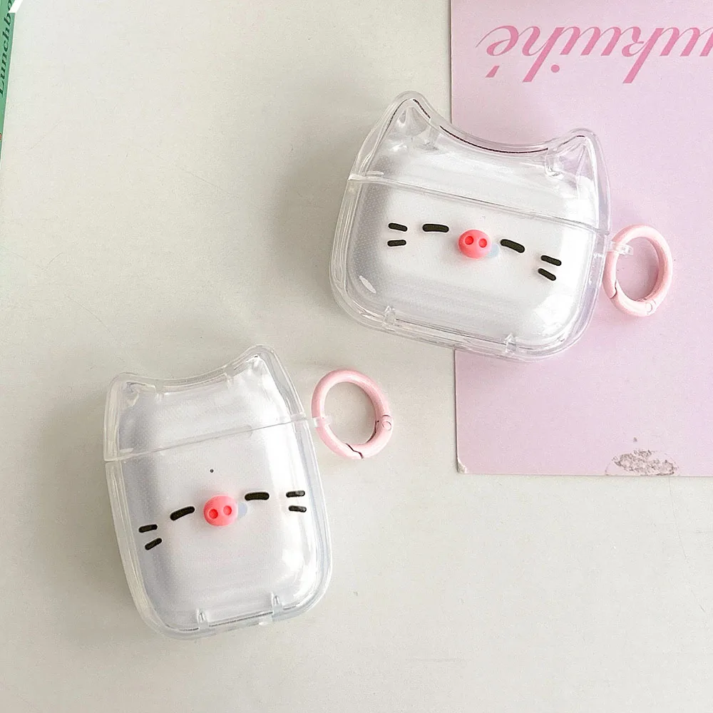 

Чехлы для наушников Lovely Pig Для Apple Airpods 4 Pro, прозрачные противоударные Чехлы для 2-х наушников Airpod 1, 2, 3, чехол с брелоком