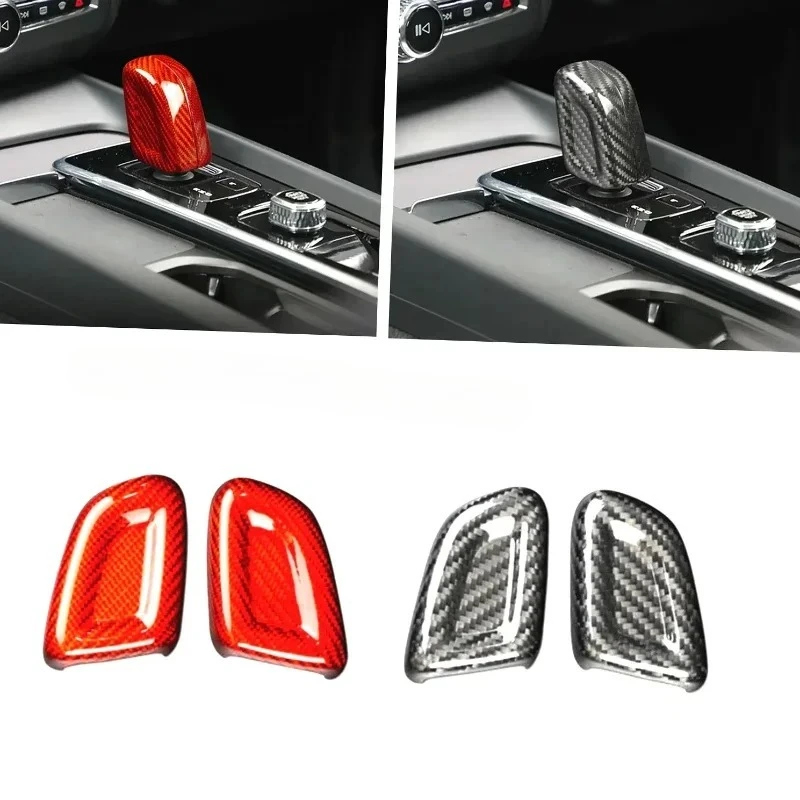 

For Volvo XC40 S60 XC60 V90 Real Dry Carbon Fiber 2020-2023 Gear Shift Knob Head Cover Trim Black/Red Shifter Handle Case Cap