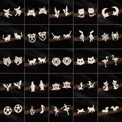 Fashion Stainless Steel Animal Earrings Cartoon Birds Spider Koala Penguin Ear Studs for Women Men Multiple Dog Cat Accessories