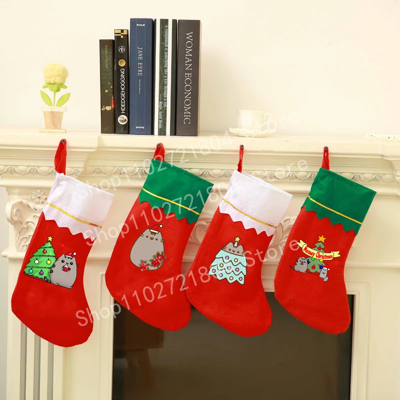

Christmas socks Disney&Stitch non-woven white mouth gold edge hanging bag green mouth gold thread socks Christmas decoration