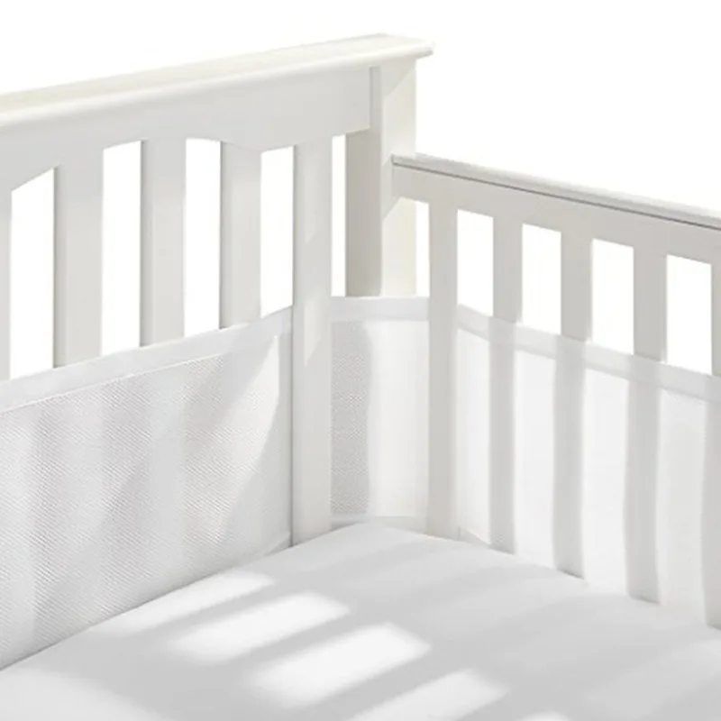 Baby Breathable Mesh Crib Girth Comfortable For 4 Panel Crib Bed Circumference NEW Solid Color skin-friendly Liner Crib