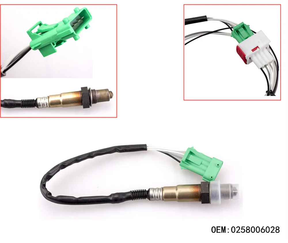 DRAGON GAUGE Air Fuel Ratio Narrowband O2 Oxygen Sensor Lambda Sensor 4 Wire O2 Sensor Fit for Peugeot Citroen Fiat 0258006028