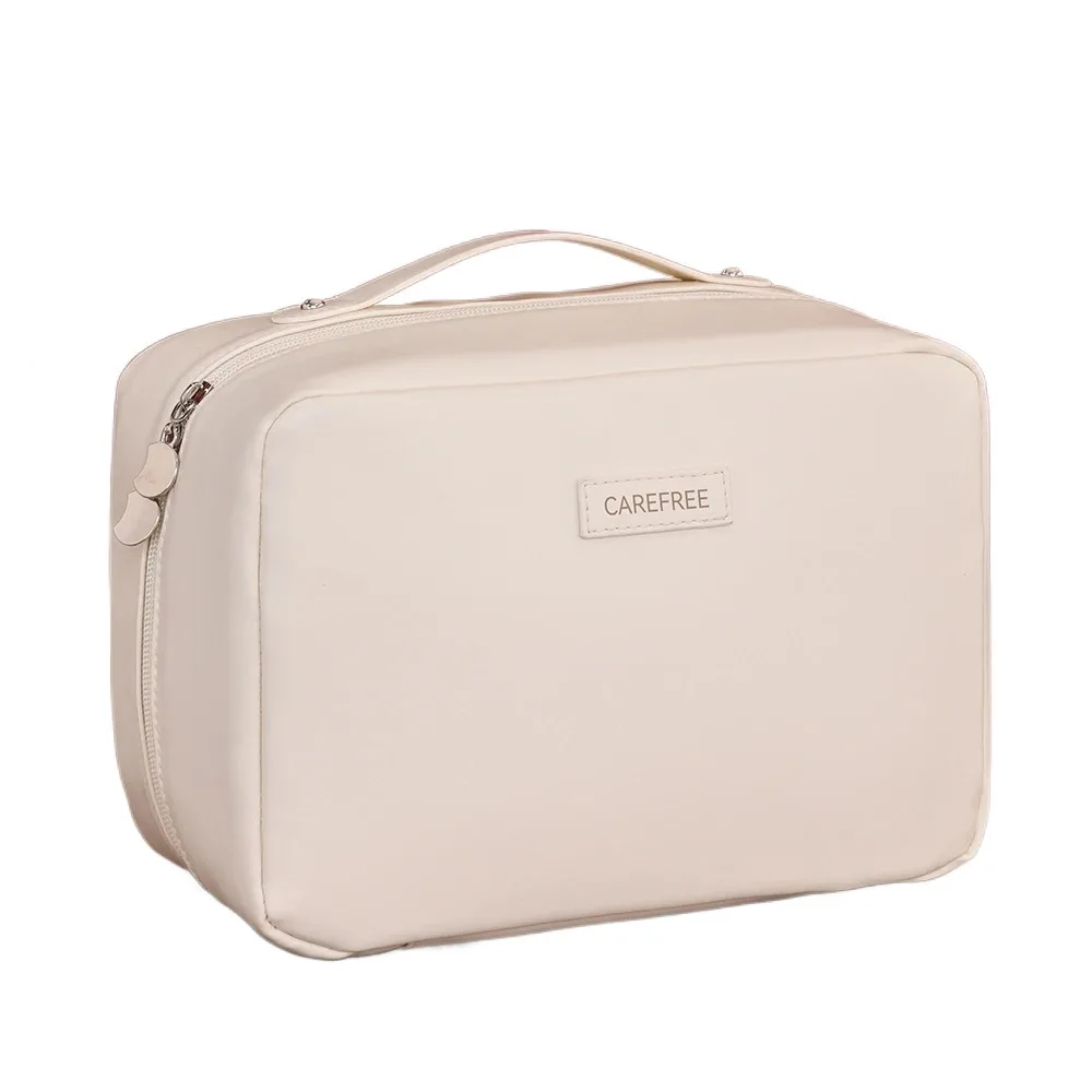 

Portable Women's Makeup Bag Waterproof PU Leather Skin Care Wash Bag Convenient Dual Zipper Toiletry Storage Case