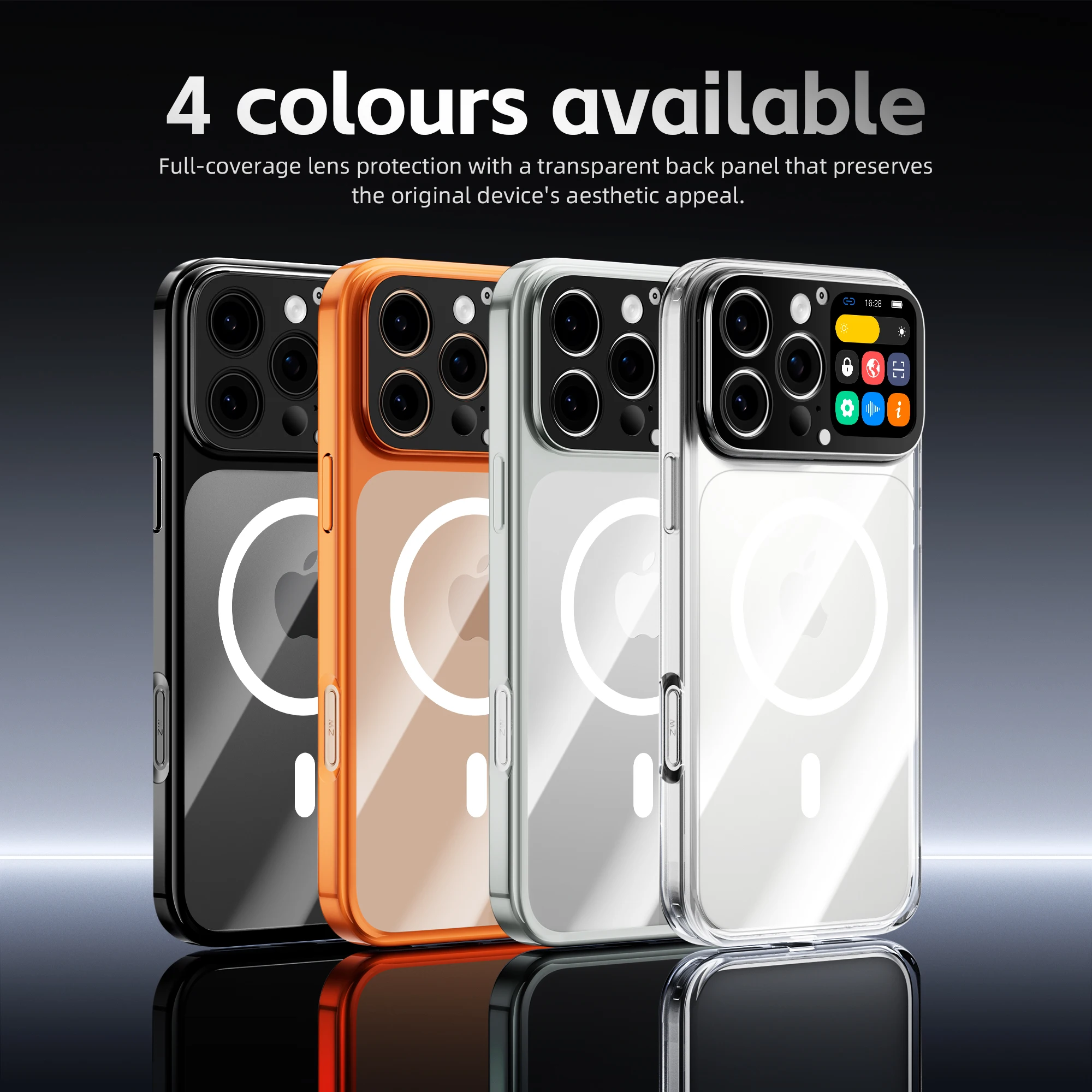 

P1 Smart Case for iPhone 16 Pro Max, 1.85" Screen Camera Viewfinder, Transparent Shell with Games & QR Code