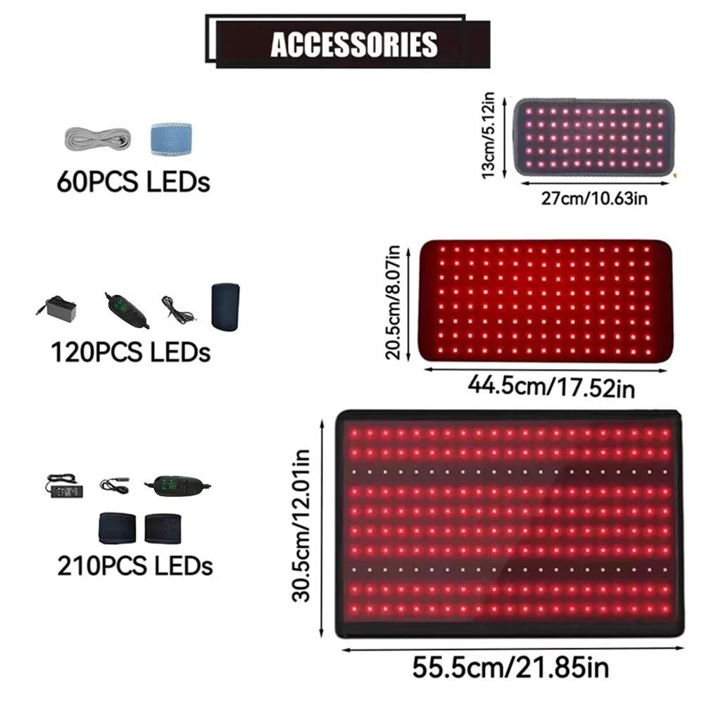 Infrared LED Red Light Therapy Belt for Body 850nm+660nm Light Wave Recovery Muscle Pain Wound Repair Relief Shoulder Wrap