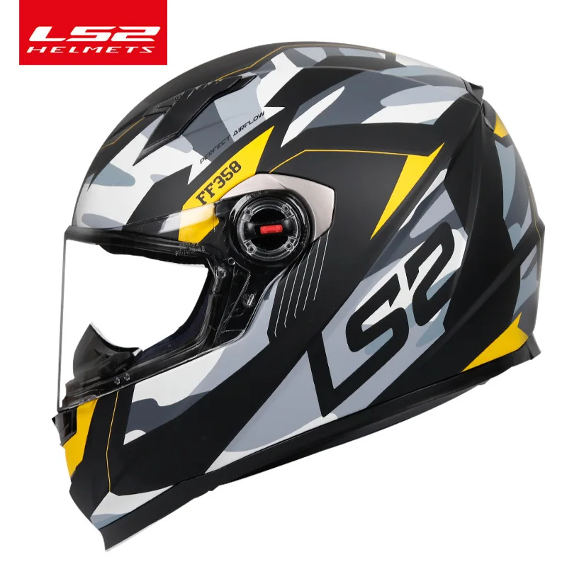 LS2 Full Face Motorcycle Helmet Men Women Motocross Helmet High-strength ABS Shell ECE Approved Motorcycle Accessories FF358