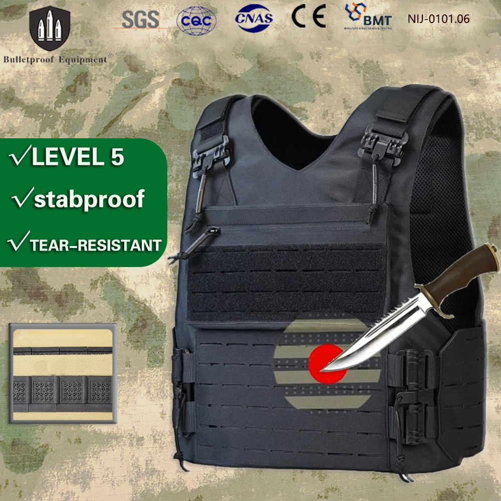 Level 5 Lightweight Carbon Fiber Stabproof Vest Molle System&Quick Release Flexible Anti Slash Armor Tactical Outdoor Security