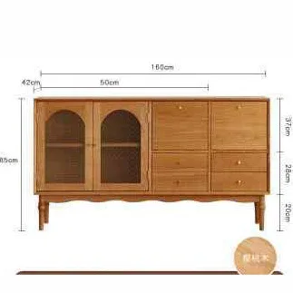 Solid wood living room dining  Nordic Japanese retro living room wine cabinet, minimalist cherry wood storage