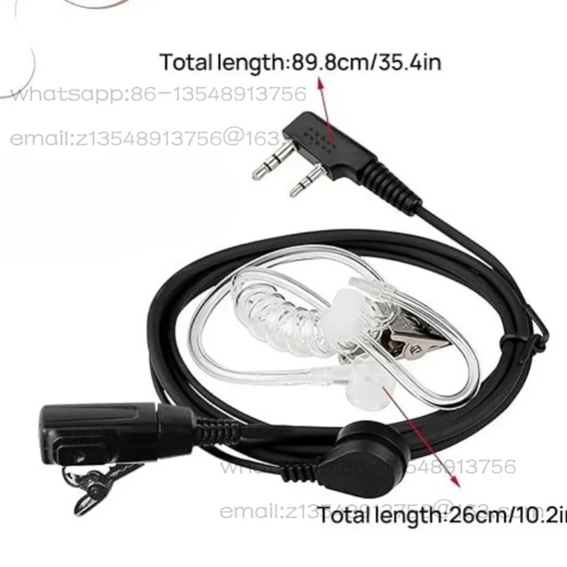 K‑Connector Air‑Tube Earhook Headset Cable 2‑Pin PTT Earpiece Spare Part Compatible with 888S 5R Walkie‑Talkie