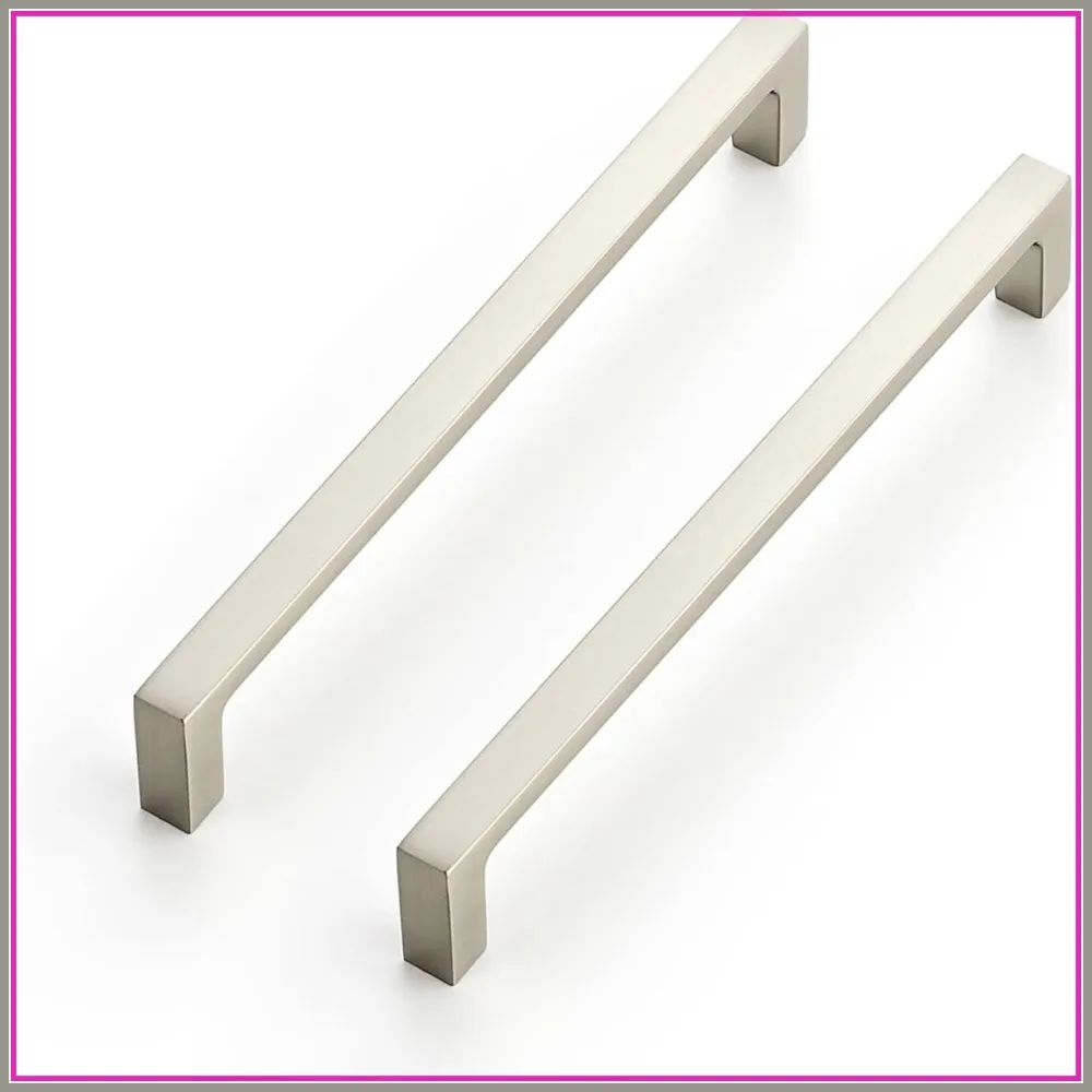 

30 Pack Solid 6-1/4 Inch Kitchen Square Cabinet Handles Brushed Nickel Pulls Drawer Pulls Cabinet Hardware