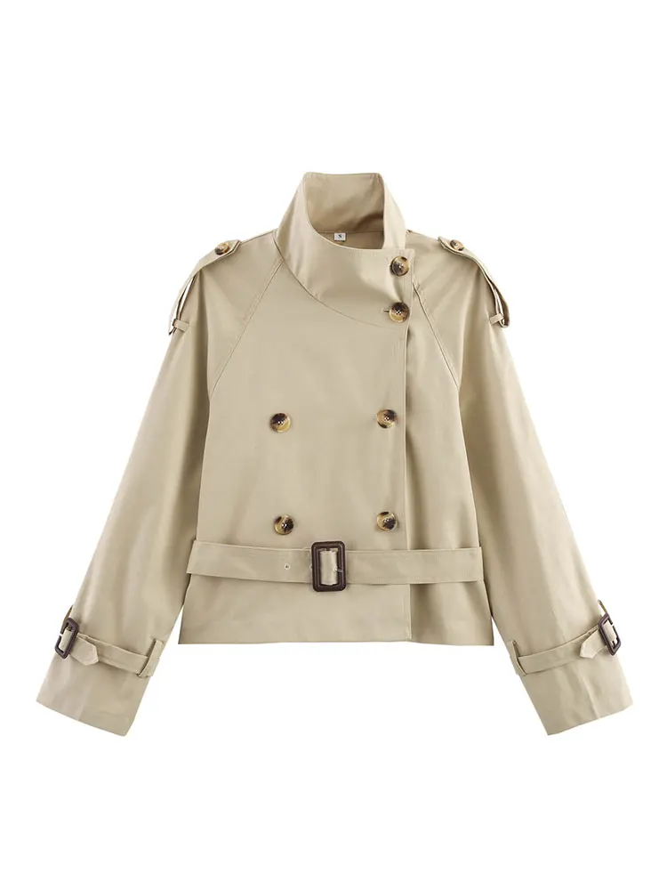 

HH женский винтажный Тренч с однотонным поясом, ветровка, двубортные куртки с длинными рукавами, осенняя модная уличная женская верхняя одежда