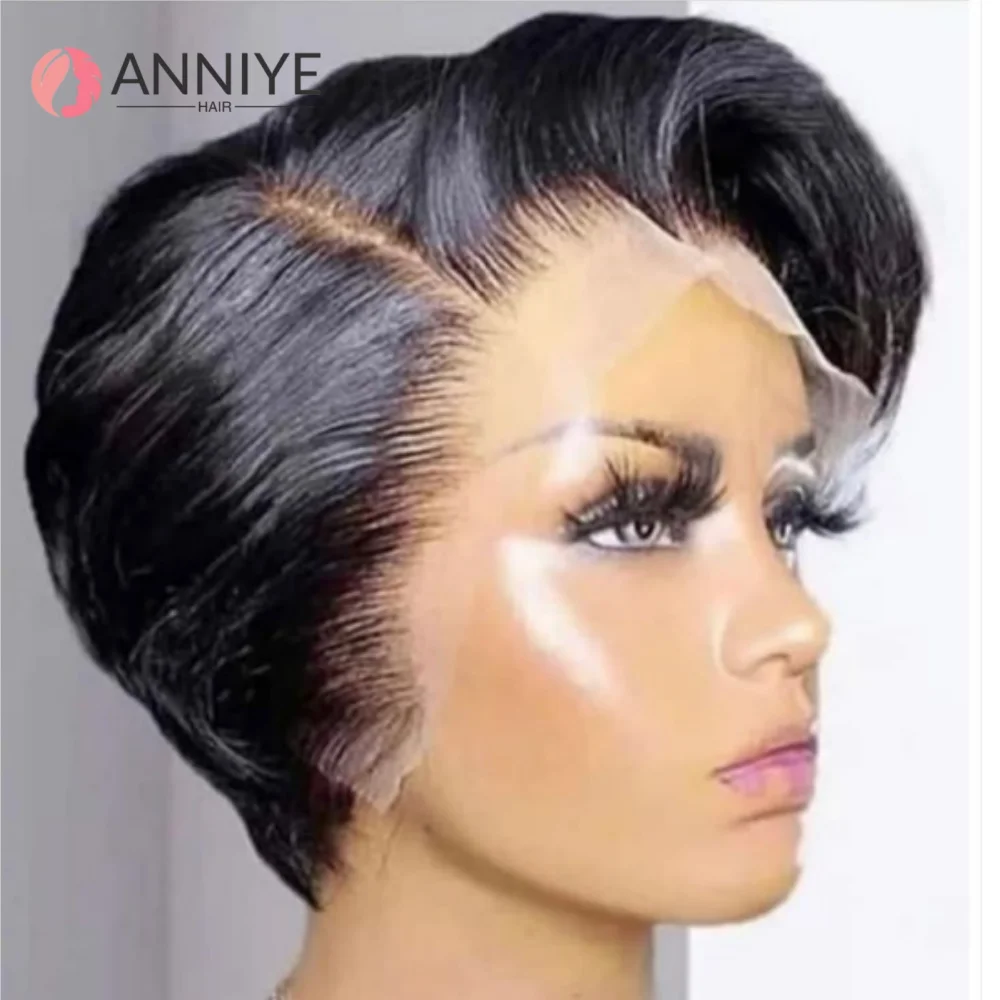 

Lace Frontal Human Hair Wig For Women Straight Short Bob Wig 13x4 Lace Wig Pre pluck Brazilian Virgin Hair Wig Pixie Cut Wig