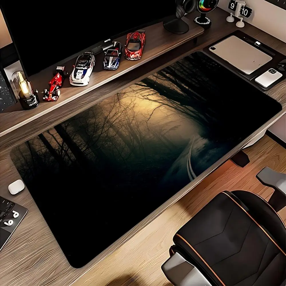 

Night Forest Road Mouse Pad, Stitched Edge Large Mouse Pad, XXL Keyboard Pad, Desk Accessory, Perfect for Home Office