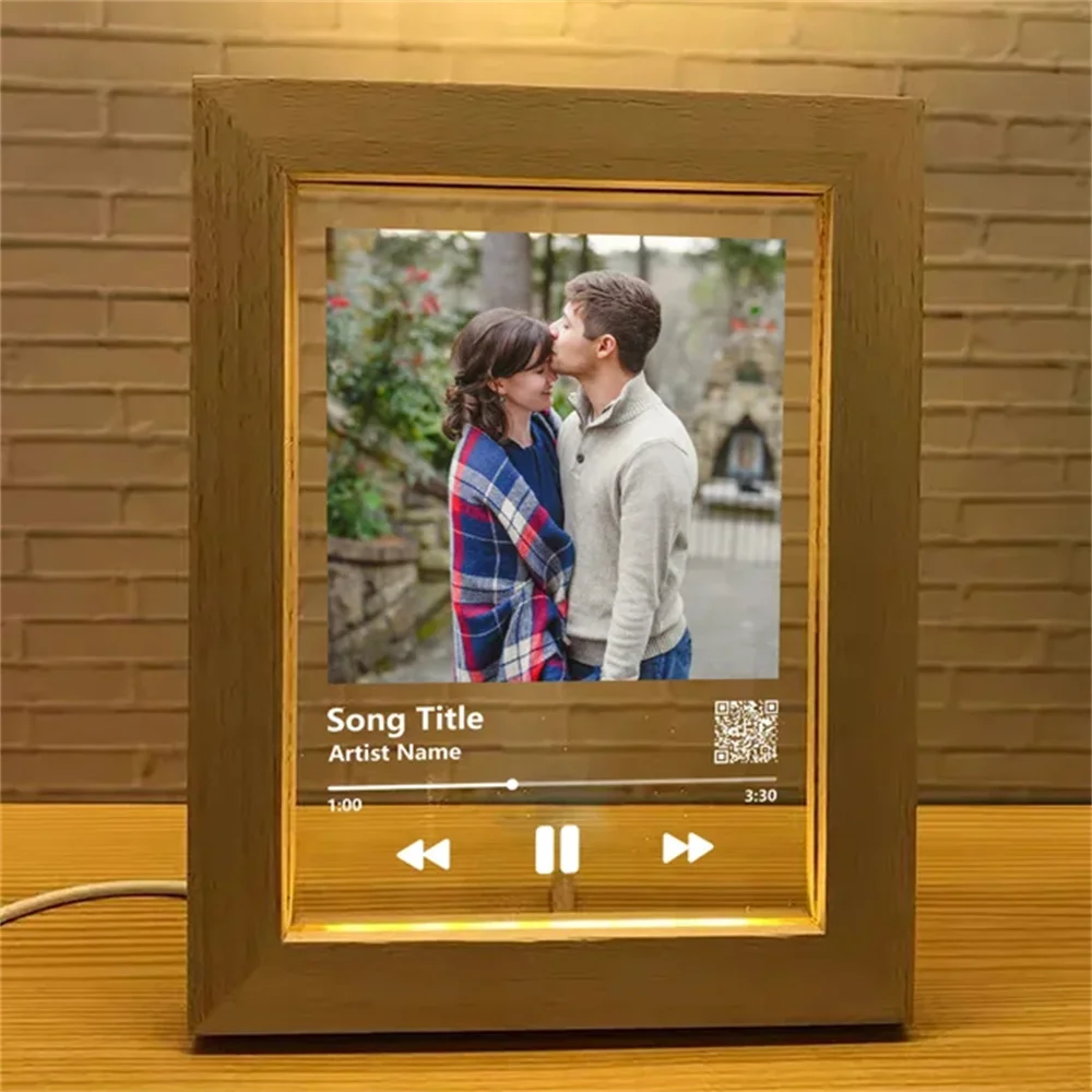 Lâmpada LED 3D personalizada com foto e texto personalizados, placa musical personalizada, dia dos namorados, aniversário de casamento, estilo Instagram