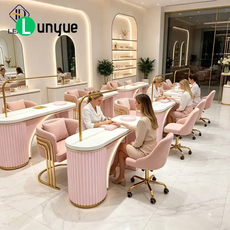 Modern Luxury Metal Nail Table with Built-in Vacuum Cleaner for Nail Manicure Station Professional Beauty Furniture