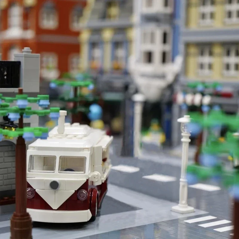 Bricklink ICONS Tecnico Auto VW T1 Food Truck Camper Van Veicoli City Speed Champions Set Building Blocks Giocattoli Regalo di Natale