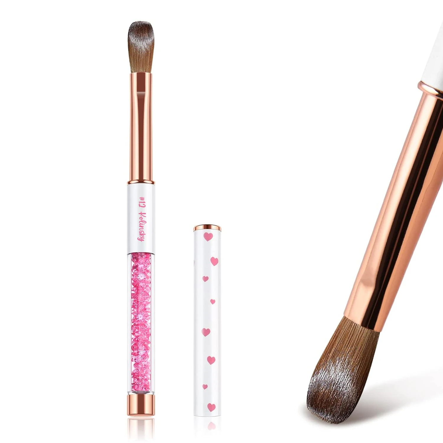 Kolinsky Pędzel do paznokci akrylowych do aplikacji akrylowej, pędzel do paznokci akrylowy okrągły owalny drewniany uchwyt proszek akrylowy