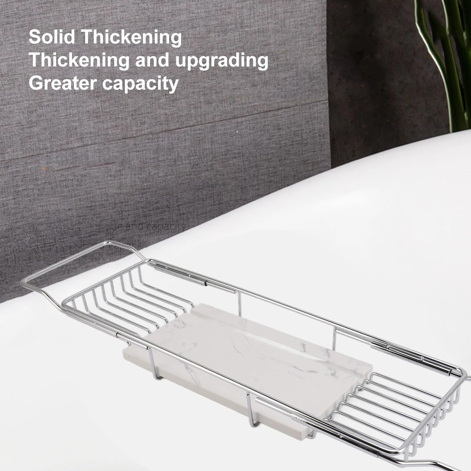 Bathtub Shelf Metal Marble Bathtub Rack Anti Slip Space Saving Multi Functional Expandable Bathtub Tray House Warming Gift