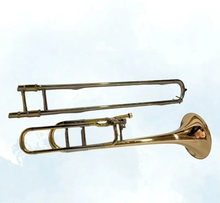 

Hooqu Gold Lacquer Trombone Gold Brass Trombone In Key Of B Flat High Quality Professional Band Performance Trombone JYTB