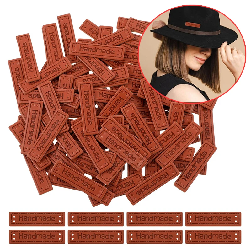 Labels for Clothing 30PCS PU Leather Label Clothing Handmade Label with Holes Decor Knit Tag DIY Jeans Bag Shoes Hat Accessories