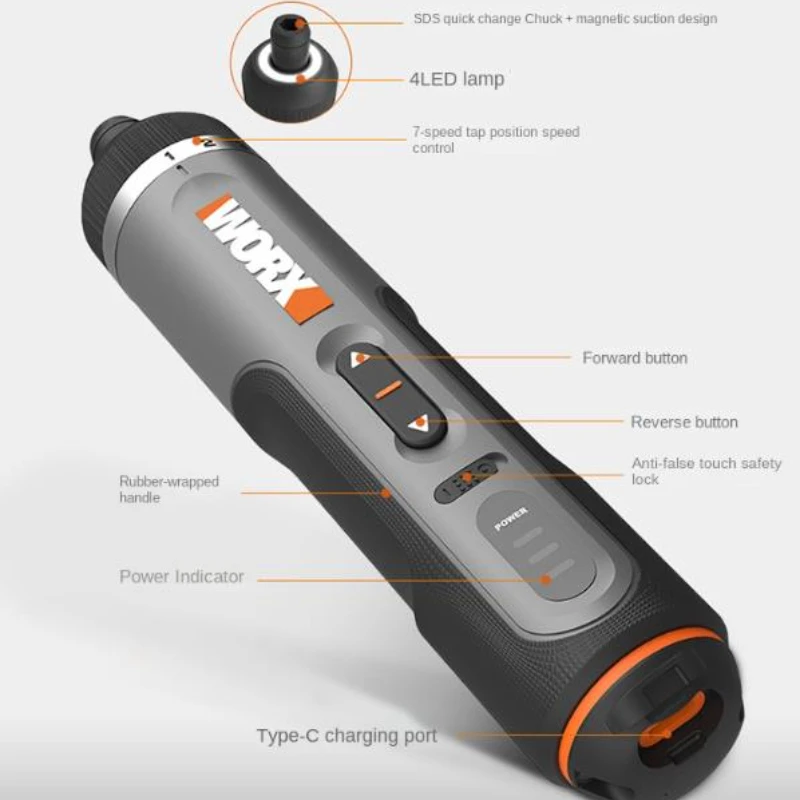 Worx-destornillador eléctrico inalámbrico inteligente, máquina única recargable por USB, sin caja, herramientas eléctricas, 3,6 V, WX240