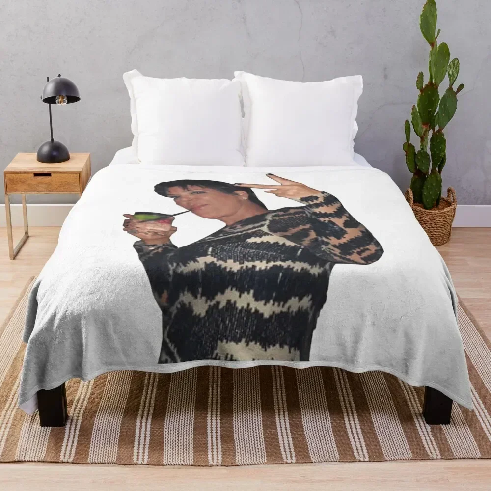 

Kris Jenner Peace Sign Throw Blanket Warm Flannel Blanket for Couch Chair Bedroom
