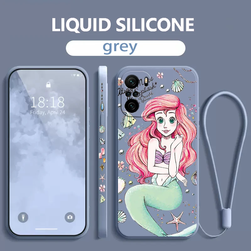 حافظة هاتف جميلة برنسيس من Disney لهاتف شاومي ريدمي نوت 12 12Pro 11 11S 11T 10S 10 Pro Plus 5G غطاء حبل يسار سائل