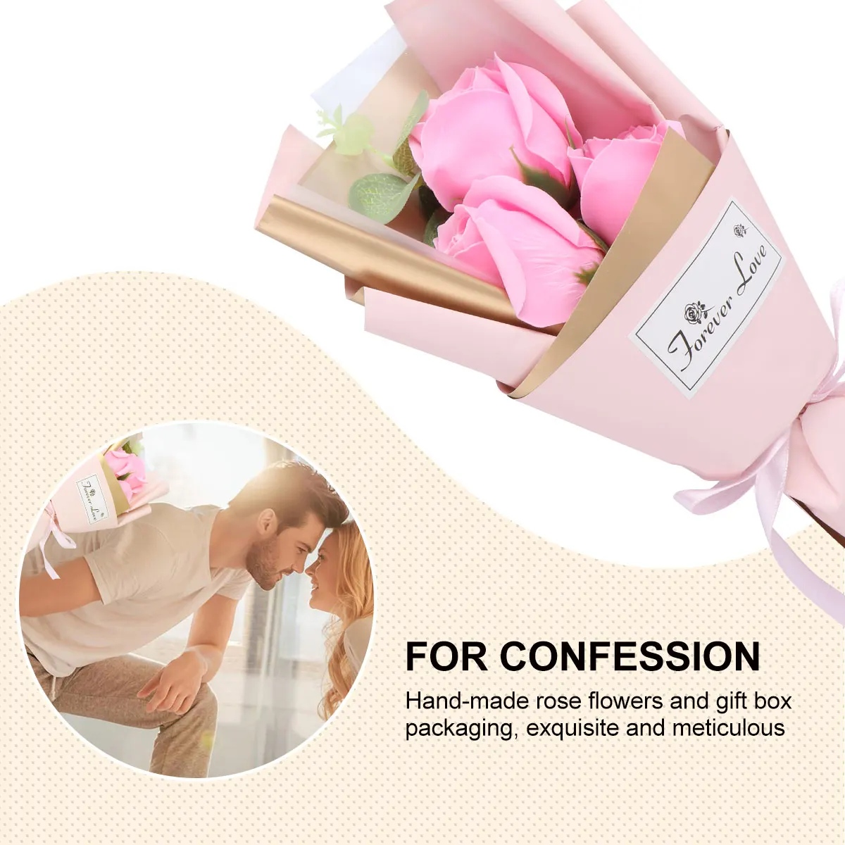 

1 set Artificial Soap Rose Bouquet Gift Box Handmade Realistic Roses Lasting Valentine's Day Wedding Gift