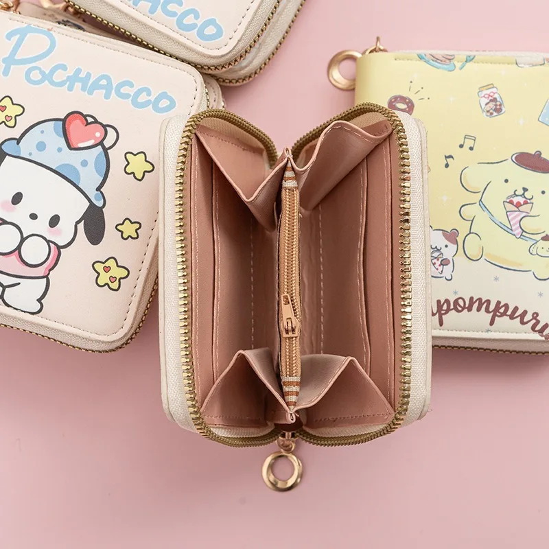 Sanrio Pochacco Cute Coin Purse Small Cartoon Student Short Zipper Wallet Card Package Kawaii Cartoon Fashion Wallet Bank Card image 4