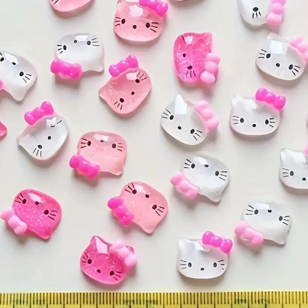 30/50PCS Mixed Sanrio Cartoon Nagel Charms Bobbi rot Hallo Kitty Kopf Nagel Tipps Dekor Kawaii Harz Y2k DIY Nagel kunst Zubehör # ^