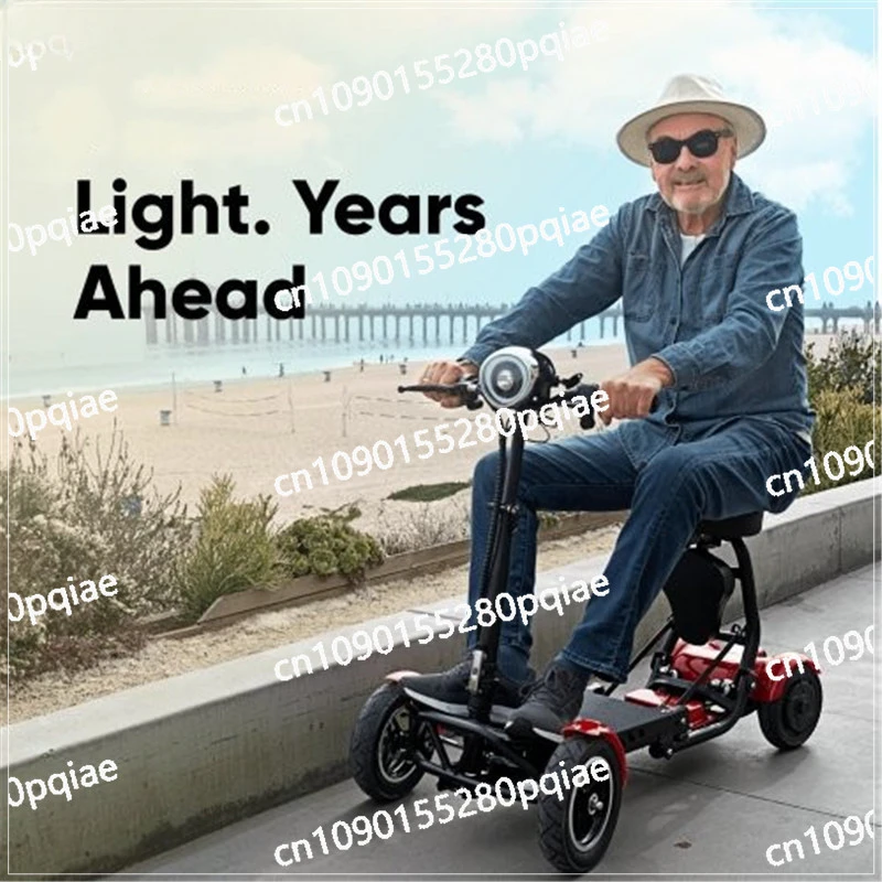 Foldable Four Wheel Electric Scooter for Old People Seniors Travel Folding Mobility Scooter 4 Wheels 250W Dual Motor Protable