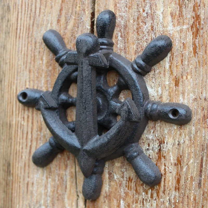 

Retro classic European cast iron handicraft retro door knock courtyard furnishing wall decoration rudder antique door handle