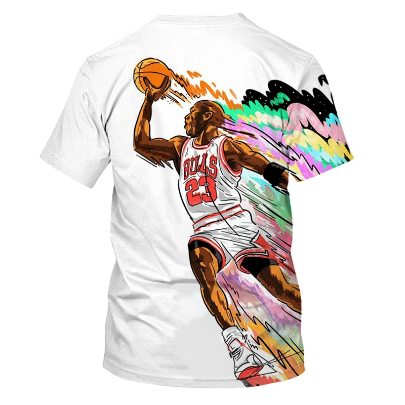 2023 Summer T-shirt men's basketball star 3D printing fashion men's and women's T-shirt soft texture casual clothes for teens