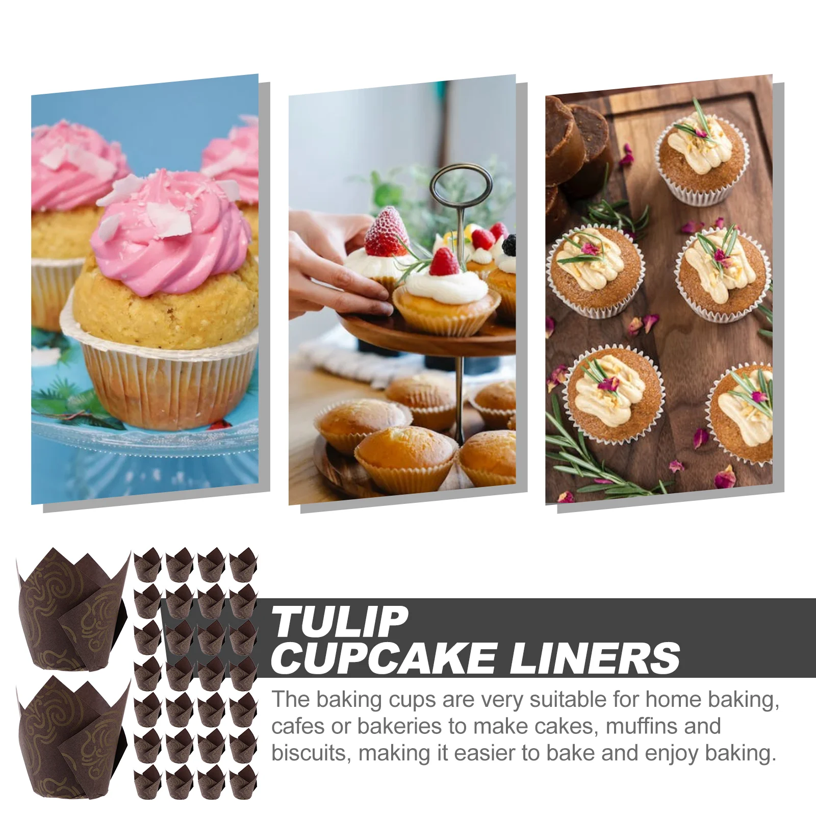 250 Pcs Tulip Cake Stand Baking Cupcake Liner Food Grade Greaseproof Paper Mini Snacks Holder Small Liners