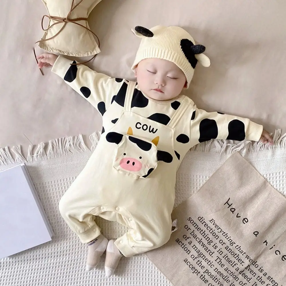 

Kids Fashion Long Pants Cow Baby Romper Infant Casual Outfit False Two-pieces Jumpsuit Cotton Soft Newborn Jumpsuit Boy Girl