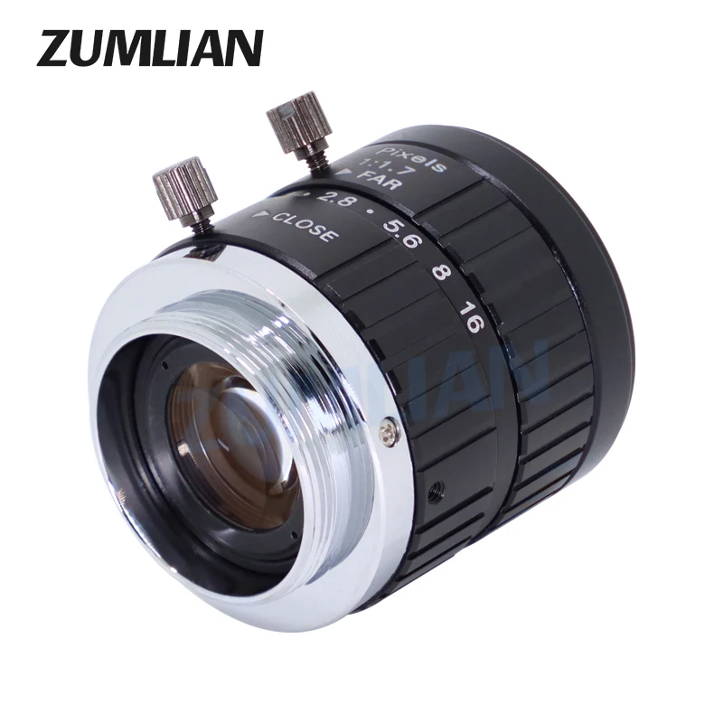 ZUMLIAN 35mm Lens Camera Lens 2/3 Inch Industrial Inspection FA C-Mount F1.7 Manual Iris 5MP CCTV Surveillance Cameras