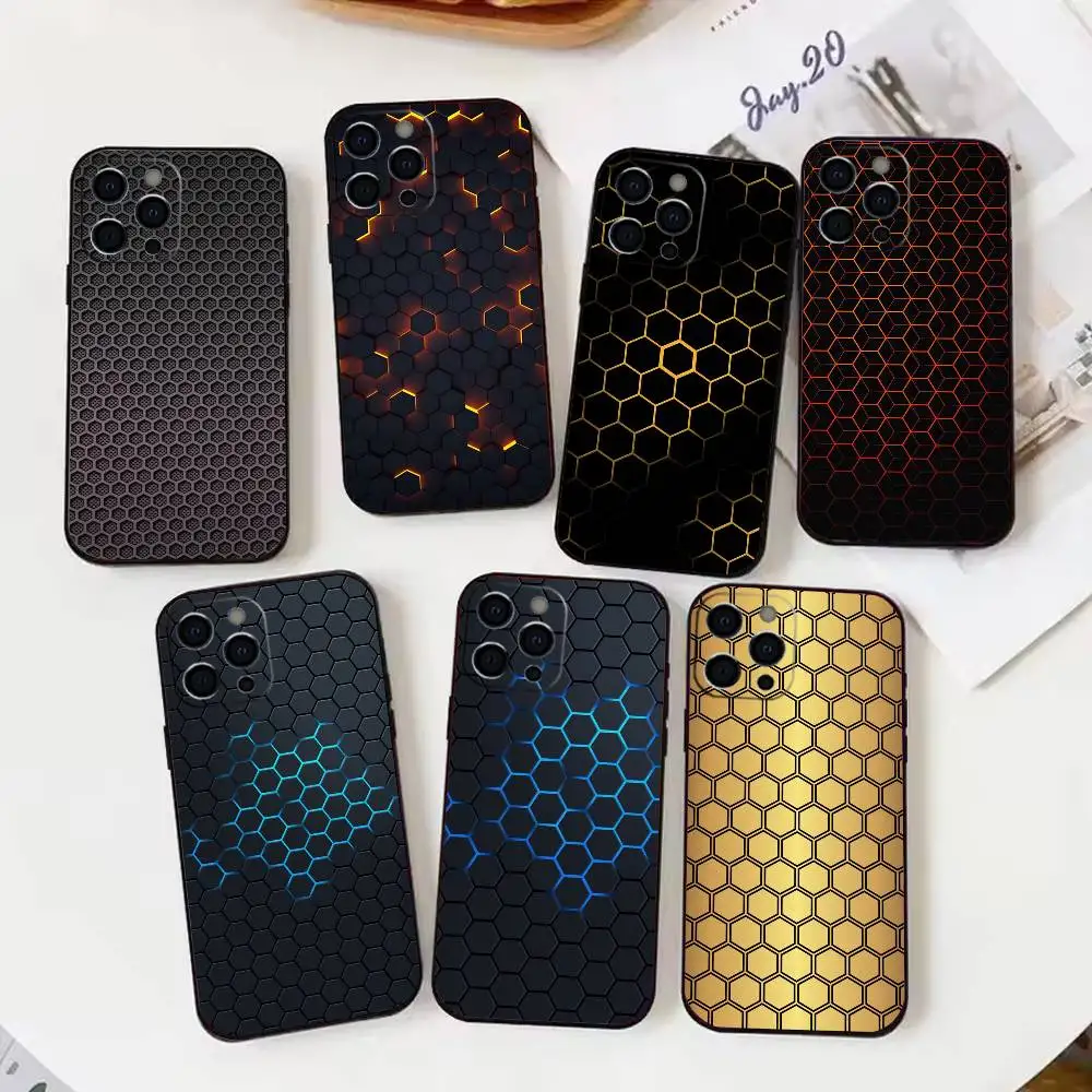 

Honeycomb shaped Carbon Fiber Phone Case Silicone Soft For IPhone 17 16 15 14 13 12 11 X XR Plus Pro Max Plus