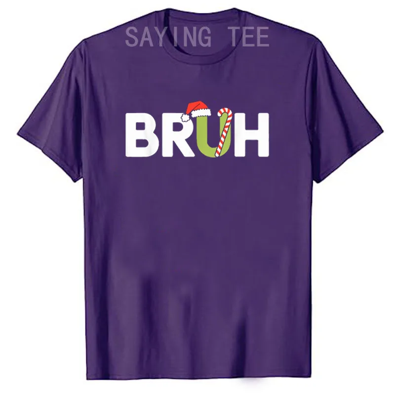 Bruh Camisa navideña Niños Adolescentes Niños Camiseta navideña divertida Bruh Santa Hate y bastón de caramelo que dice camiseta Traje gráfico humorístico